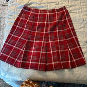 CAbi Red Plaid A-Line Skirt